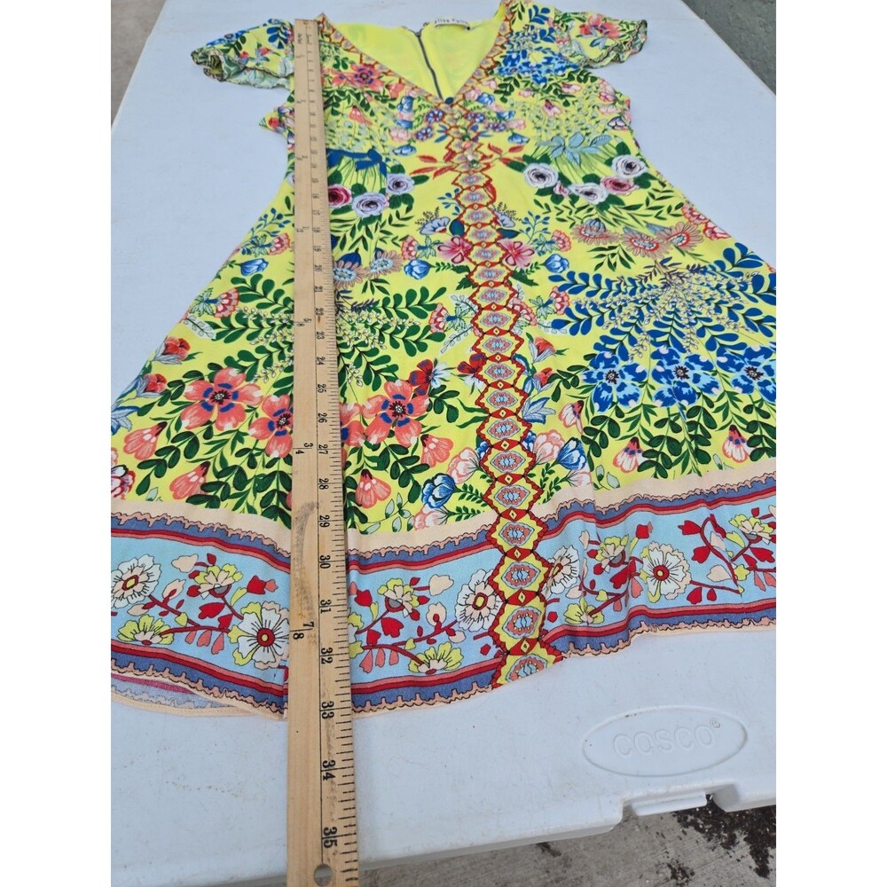 ALICE + OLIVIA Hadley Floral Mini Dress Women's Size 4 Half Button V-neck - Picture 6 of 9
